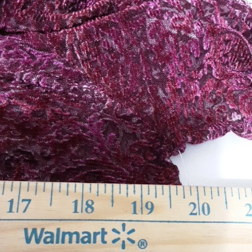 FREE‎ PEOPLE Burgundy Velvet Lace Layering Long Sleeve Burnout Top NWT